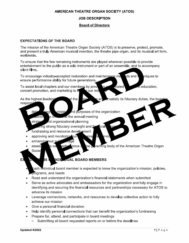 ATOS Board & Officers Job Descriptions